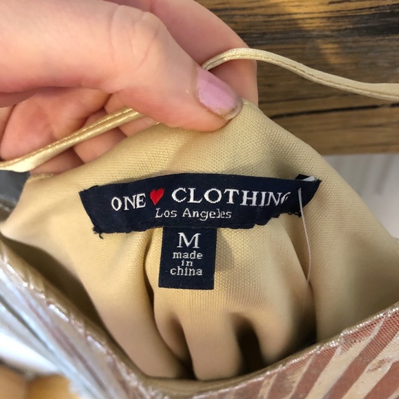 ONE CLOTHING Gold Fitted Strappy Dress - Picture 6 of 6